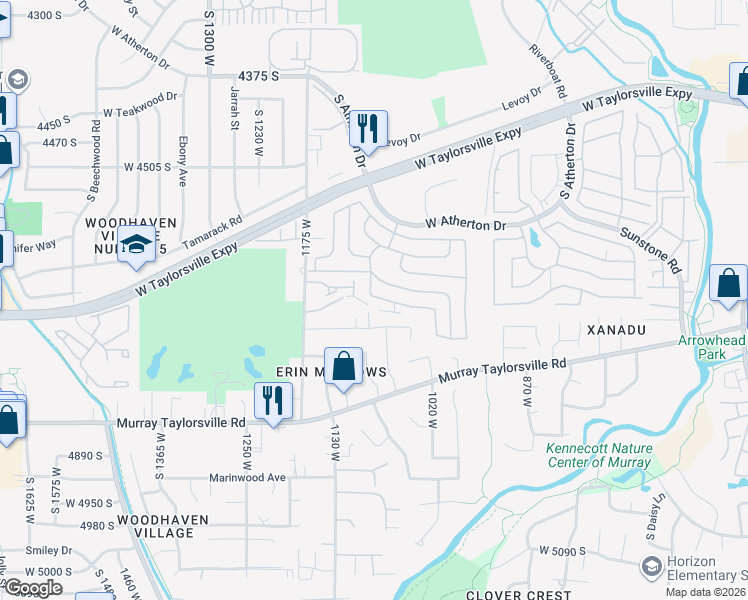 map of restaurants, bars, coffee shops, grocery stores, and more near 1075 Pasque Drive in Taylorsville
