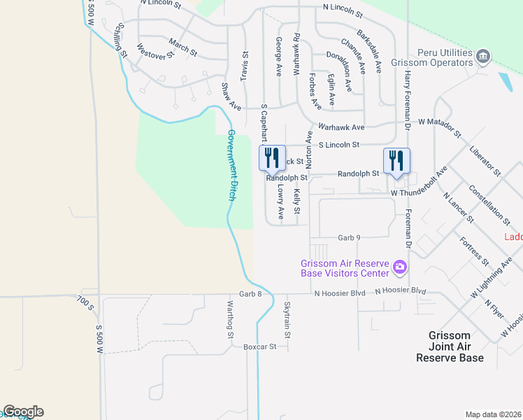 map of restaurants, bars, coffee shops, grocery stores, and more near 2628 South Capehart Avenue in Peru