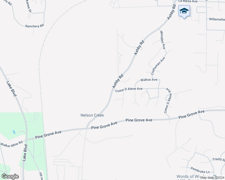 map of restaurants, bars, coffee shops, grocery stores, and more near 2400 Ashby Road in Shasta Lake