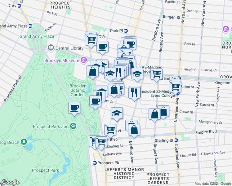 map of restaurants, bars, coffee shops, grocery stores, and more near in Brooklyn
