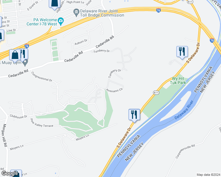 map of restaurants, bars, coffee shops, grocery stores, and more near 510 Inverness Circle in Easton