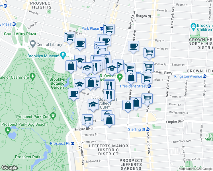 map of restaurants, bars, coffee shops, grocery stores, and more near 993 Carroll Street in Brooklyn