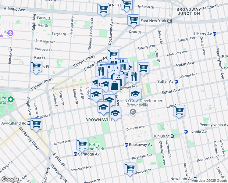 map of restaurants, bars, coffee shops, grocery stores, and more near 155 Chester Street in Brooklyn