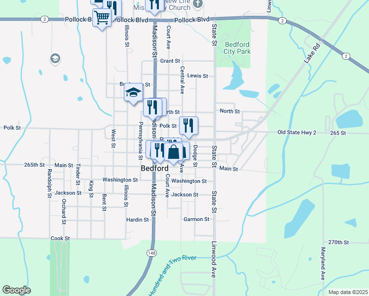 map of restaurants, bars, coffee shops, grocery stores, and more near 650-698 Dodge Street in Bedford