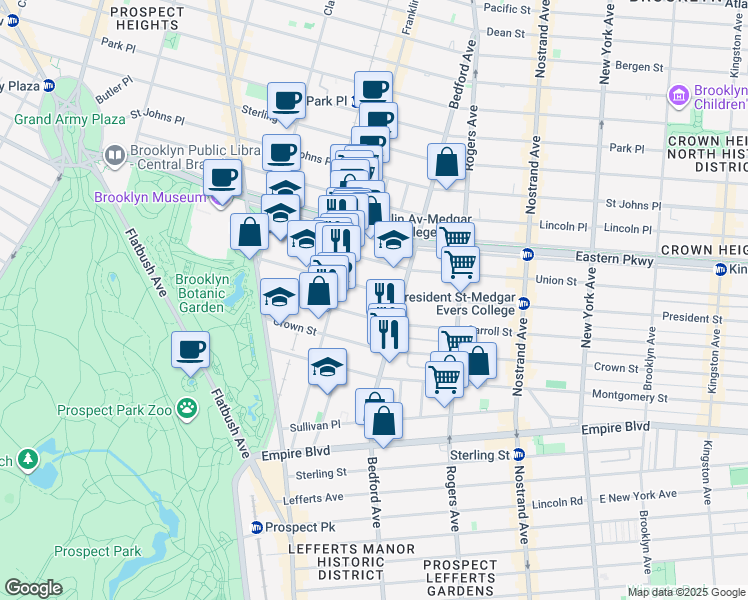 map of restaurants, bars, coffee shops, grocery stores, and more near 991-993 Carroll Street in Brooklyn
