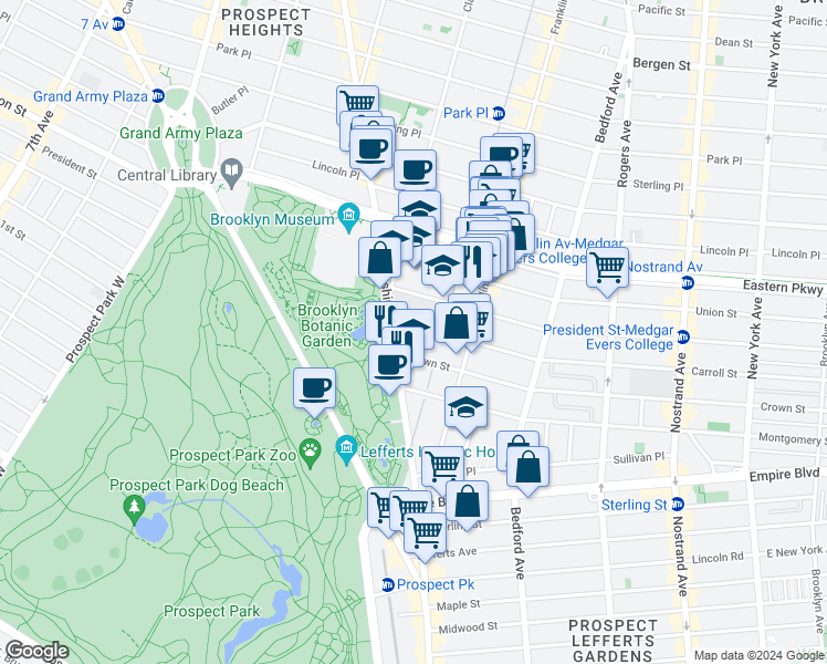 map of restaurants, bars, coffee shops, grocery stores, and more near 916 Carroll Street in Brooklyn