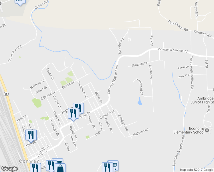 map of restaurants, bars, coffee shops, grocery stores, and more near 155 Conway Wallrose Road in Freedom