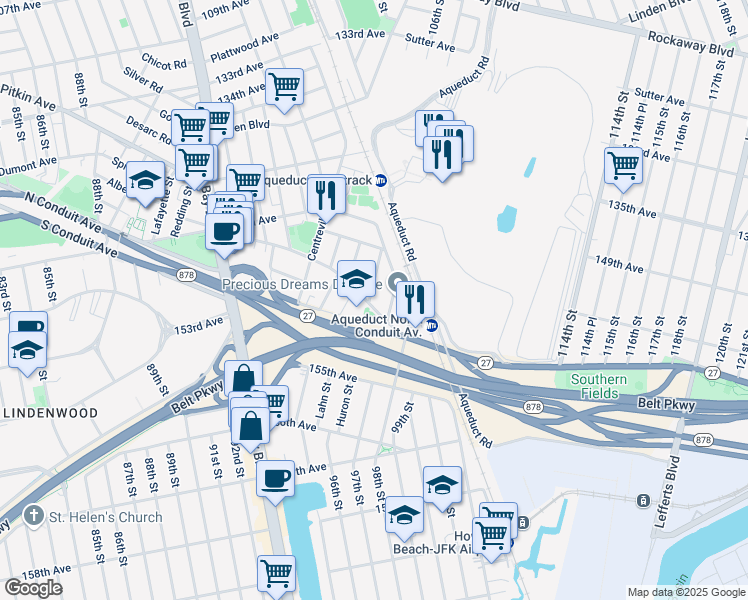 map of restaurants, bars, coffee shops, grocery stores, and more near in Queens