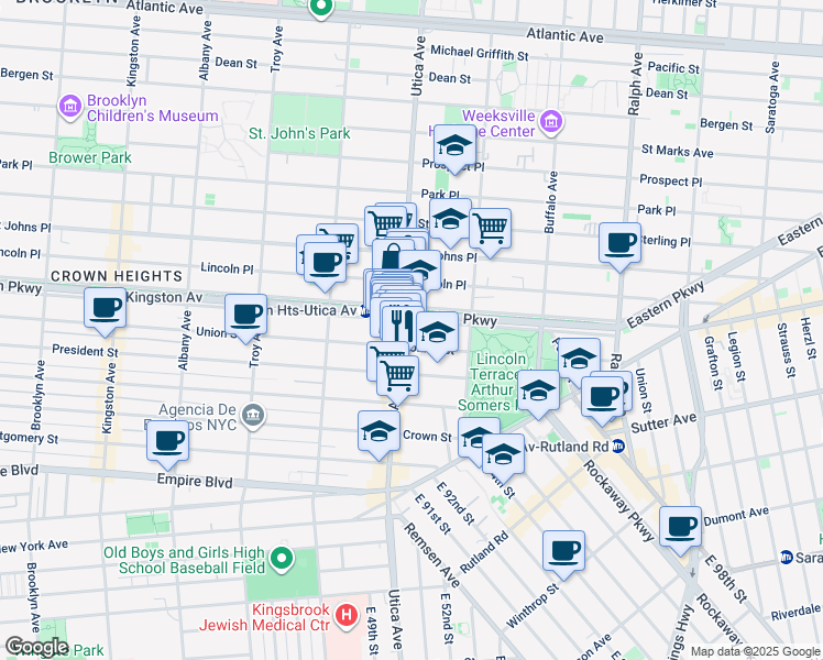 map of restaurants, bars, coffee shops, grocery stores, and more near 1775 Union Street in Brooklyn