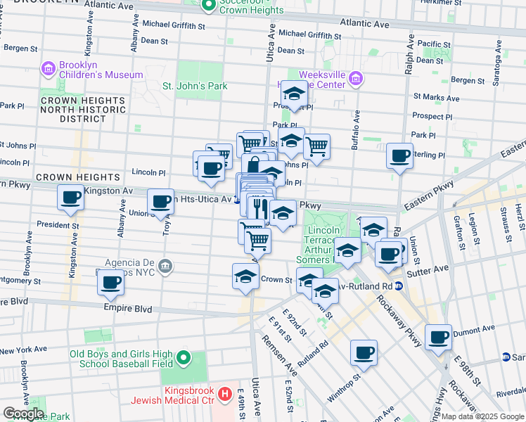 map of restaurants, bars, coffee shops, grocery stores, and more near 1775 Union Street in Brooklyn