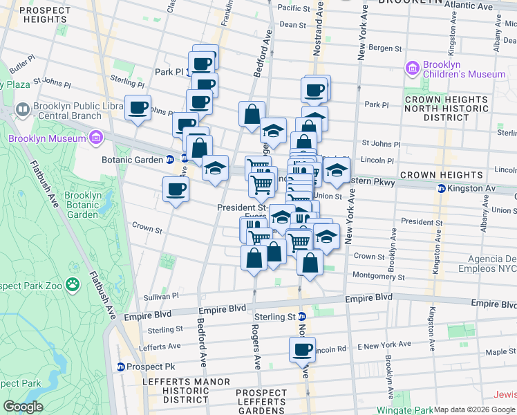 map of restaurants, bars, coffee shops, grocery stores, and more near in Brooklyn