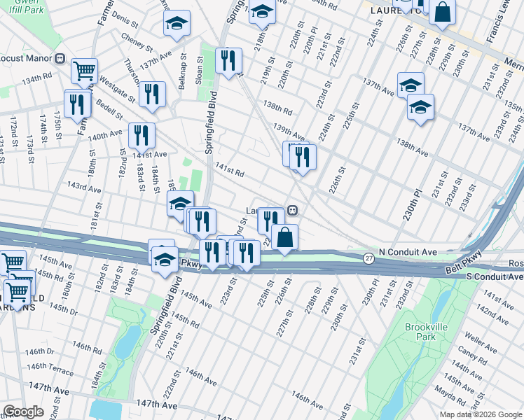 map of restaurants, bars, coffee shops, grocery stores, and more near in Queens