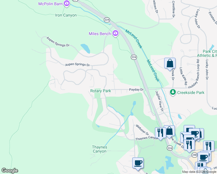 map of restaurants, bars, coffee shops, grocery stores, and more near 28 Payday Drive in Park City