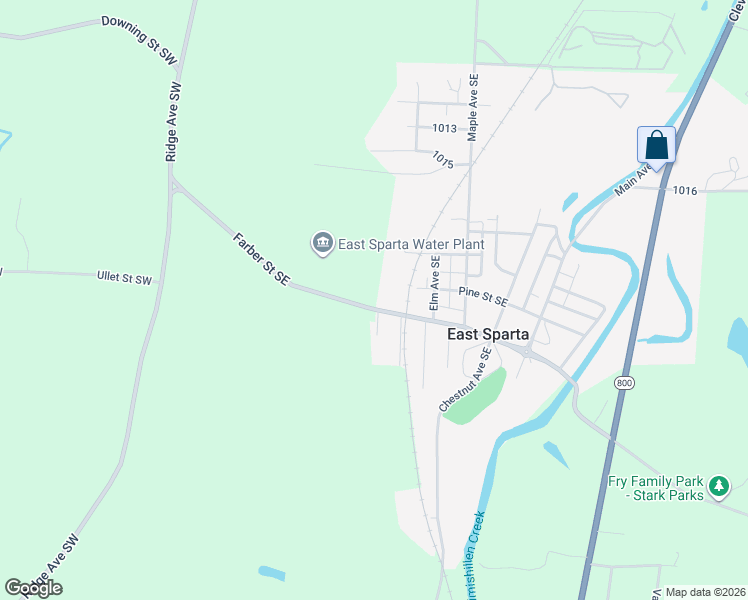 map of restaurants, bars, coffee shops, grocery stores, and more near 1733 Farber Street Southeast in East Sparta