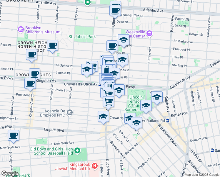 map of restaurants, bars, coffee shops, grocery stores, and more near 1775 Union Street in Brooklyn