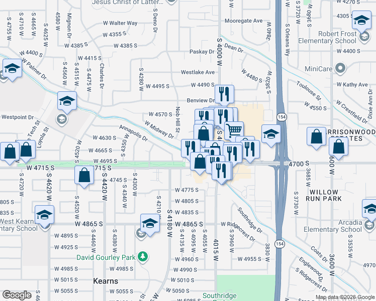 map of restaurants, bars, coffee shops, grocery stores, and more near in West Valley City