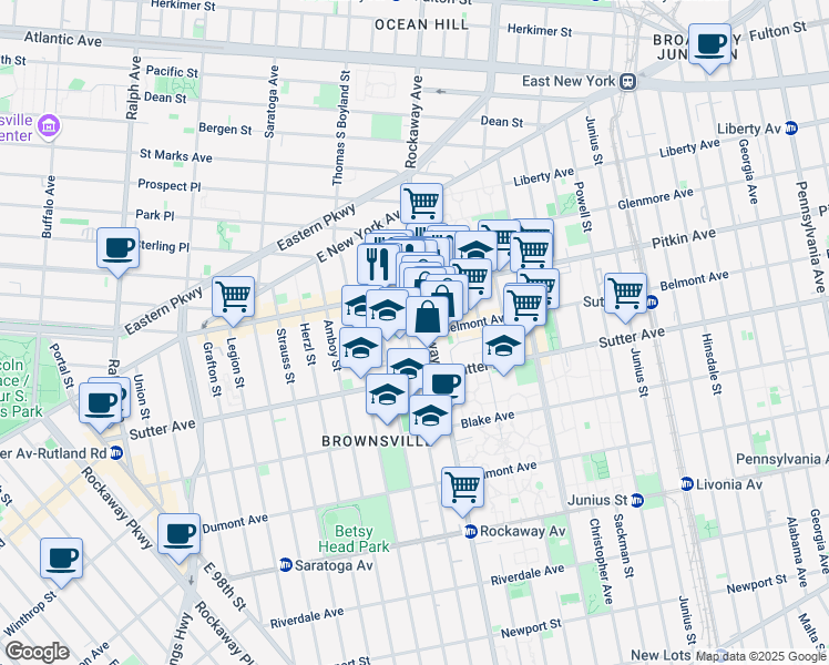 map of restaurants, bars, coffee shops, grocery stores, and more near 155 Chester Street in Brooklyn