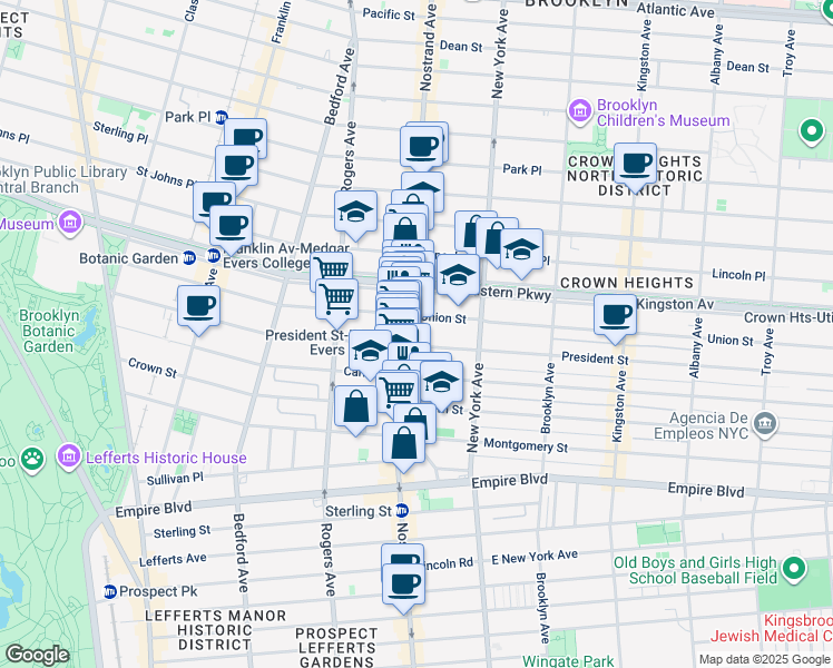 map of restaurants, bars, coffee shops, grocery stores, and more near in Brooklyn