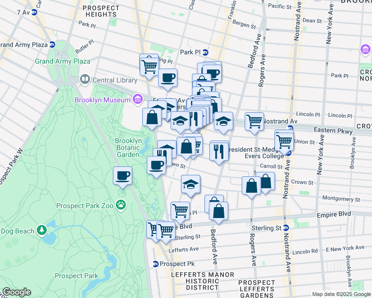 map of restaurants, bars, coffee shops, grocery stores, and more near in Brooklyn