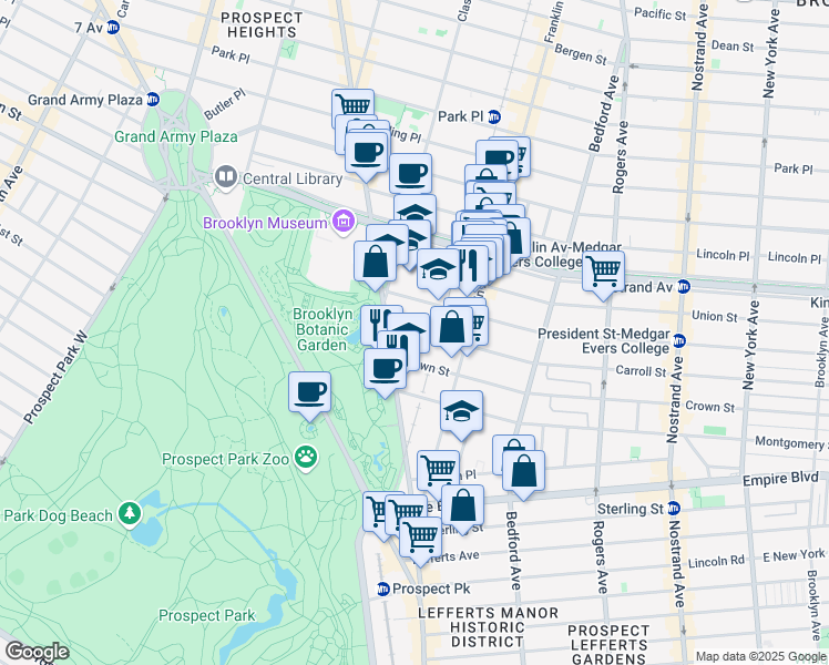 map of restaurants, bars, coffee shops, grocery stores, and more near 93442 Carroll Street in Brooklyn