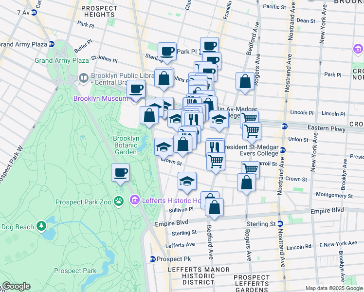 map of restaurants, bars, coffee shops, grocery stores, and more near in Brooklyn