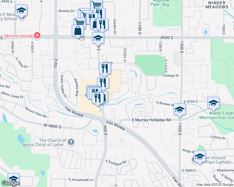 map of restaurants, bars, coffee shops, grocery stores, and more near 974 Olympus Park Drive in Salt Lake City