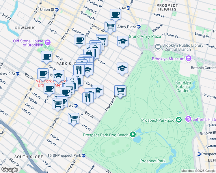 map of restaurants, bars, coffee shops, grocery stores, and more near 564 4th Street in Brooklyn