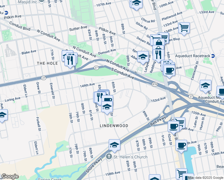 map of restaurants, bars, coffee shops, grocery stores, and more near in Queens