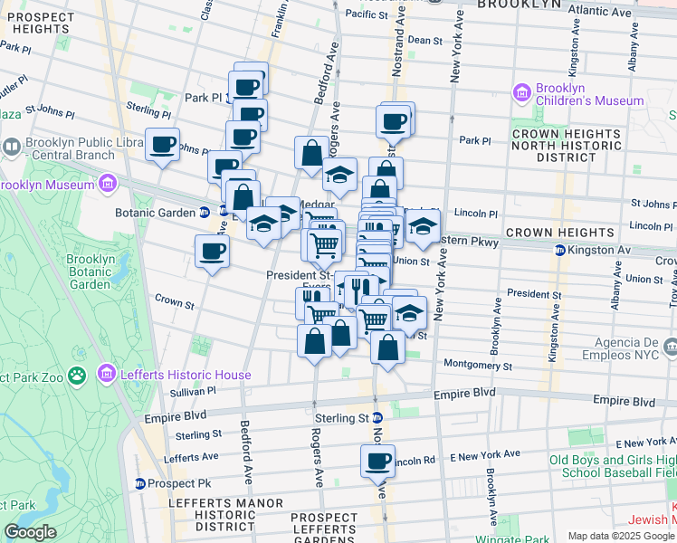 map of restaurants, bars, coffee shops, grocery stores, and more near in Brooklyn