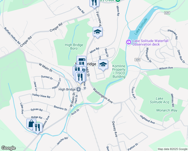 map of restaurants, bars, coffee shops, grocery stores, and more near 54 Taylor Street in High Bridge
