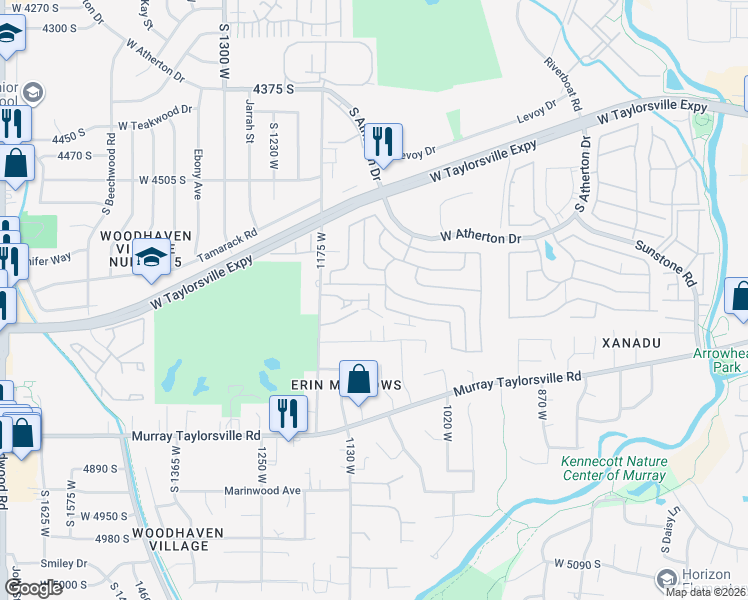 map of restaurants, bars, coffee shops, grocery stores, and more near 1075 Pasque Drive in Taylorsville