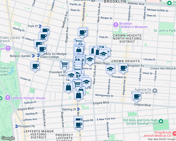 map of restaurants, bars, coffee shops, grocery stores, and more near 1254 Union Street in Brooklyn
