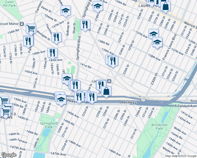 map of restaurants, bars, coffee shops, grocery stores, and more near in Queens
