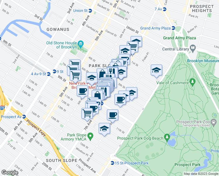 map of restaurants, bars, coffee shops, grocery stores, and more near in Brooklyn
