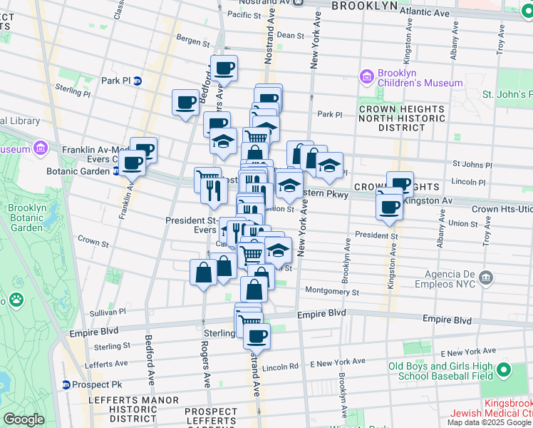 map of restaurants, bars, coffee shops, grocery stores, and more near 1236 Union Street in Brooklyn