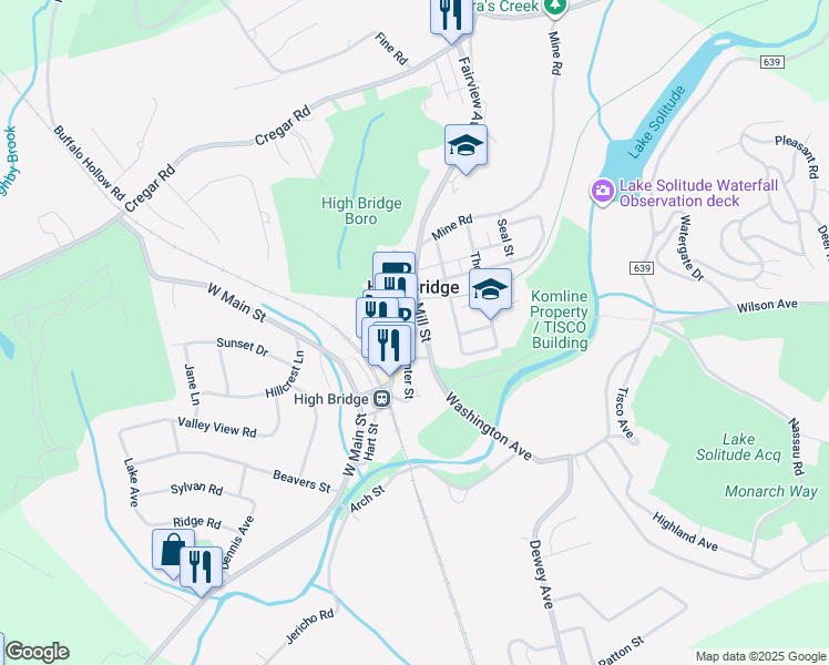 map of restaurants, bars, coffee shops, grocery stores, and more near 7 Mc Donald Street in High Bridge