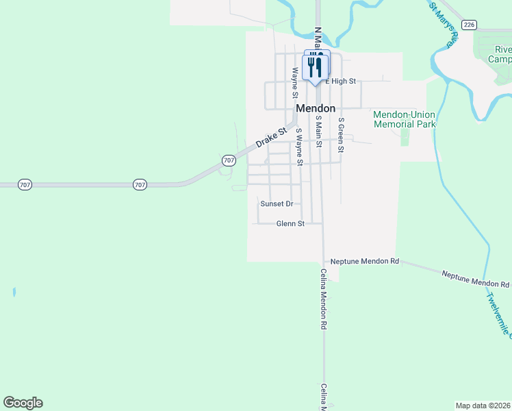 map of restaurants, bars, coffee shops, grocery stores, and more near 301 Jon Street in Mendon