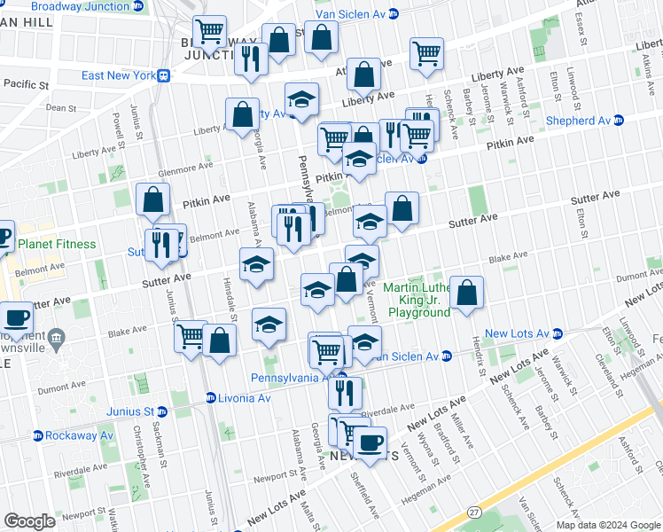 map of restaurants, bars, coffee shops, grocery stores, and more near in Brooklyn