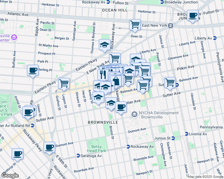map of restaurants, bars, coffee shops, grocery stores, and more near in Brooklyn
