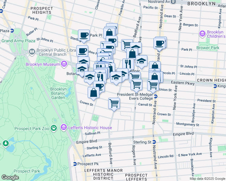 map of restaurants, bars, coffee shops, grocery stores, and more near in Brooklyn