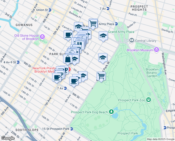 map of restaurants, bars, coffee shops, grocery stores, and more near 558 3rd Street in Brooklyn