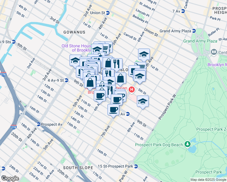 map of restaurants, bars, coffee shops, grocery stores, and more near in Brooklyn