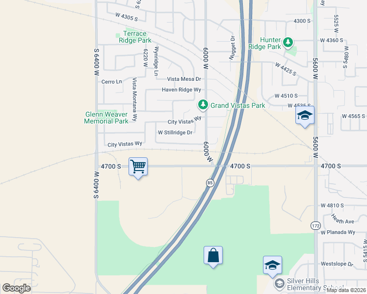 map of restaurants, bars, coffee shops, grocery stores, and more near 6085 Autumn Vistas Drive West in West Valley City