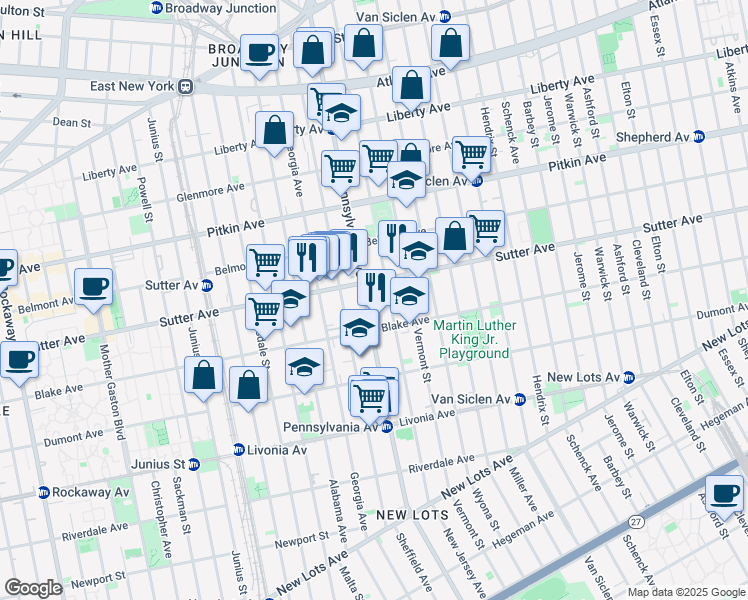 map of restaurants, bars, coffee shops, grocery stores, and more near in Brooklyn