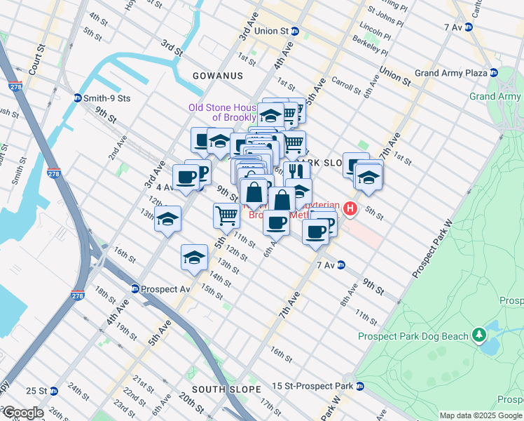 map of restaurants, bars, coffee shops, grocery stores, and more near 337 9th Street in Brooklyn