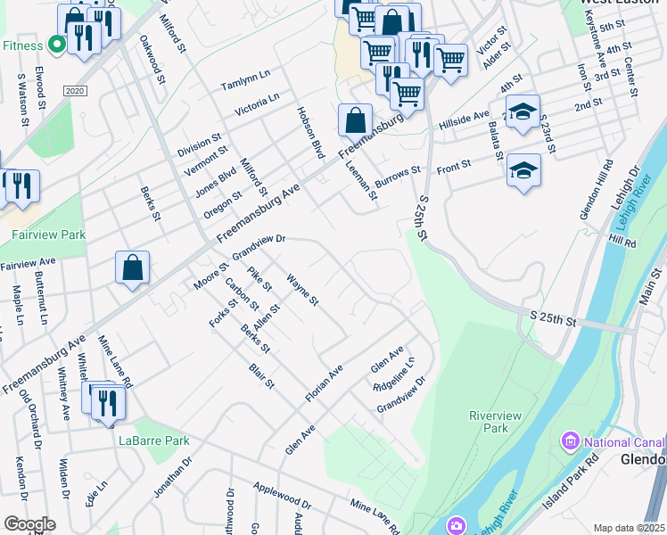 map of restaurants, bars, coffee shops, grocery stores, and more near 4 Gold Rose Lane in Easton