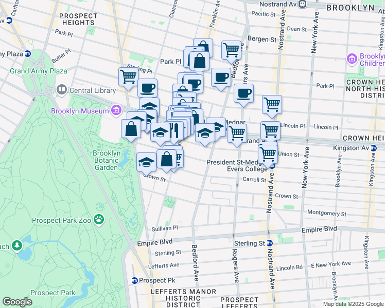 map of restaurants, bars, coffee shops, grocery stores, and more near 1042 Union Street in Brooklyn