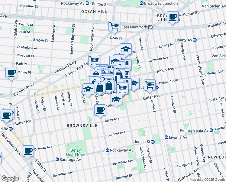 map of restaurants, bars, coffee shops, grocery stores, and more near in Brooklyn