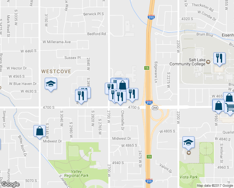 map of restaurants, bars, coffee shops, grocery stores, and more near 2648 W 4700 S in Salt Lake City