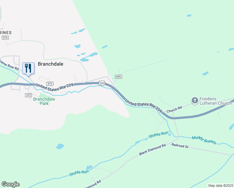 map of restaurants, bars, coffee shops, grocery stores, and more near 568 Bunting Street in Pottsville